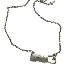 LA Cutout Bar Necklace - Silver Necklace